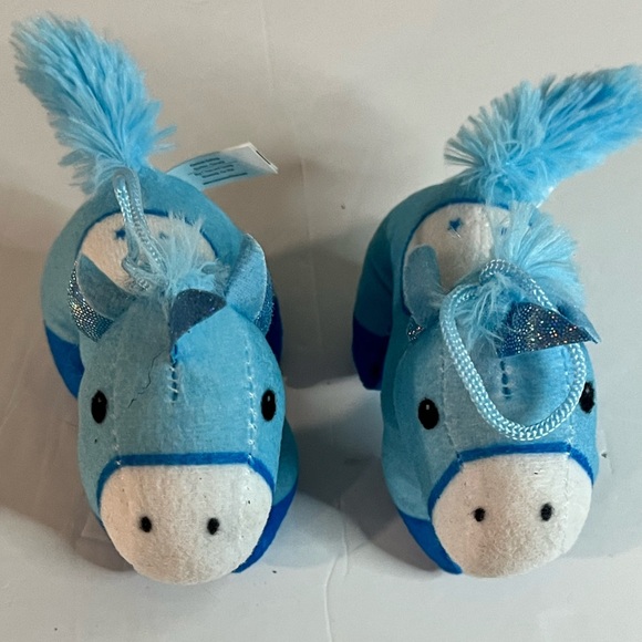 Set of 2 Caravan Softoys Blue Unicorn Plush Ornaments with Sparkly Details - Picture 3 of 9